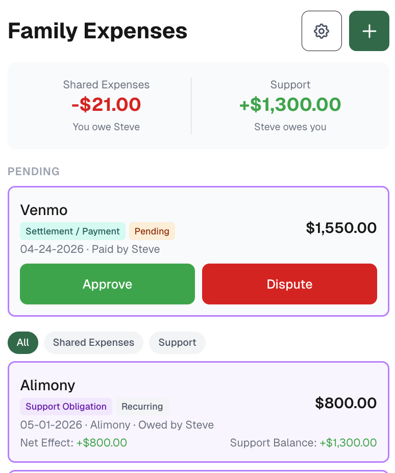 Transaction detail with Approve and Dispute buttons