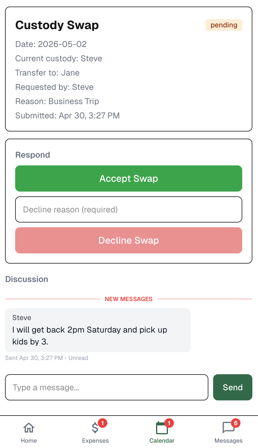 Accept or decline swap request